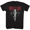 Black Mötley Crüe t-shirt featuring Mötley Crüe Red Logo BW design