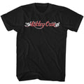 Black Mötley Crüe t-shirt featuring a red and white logo