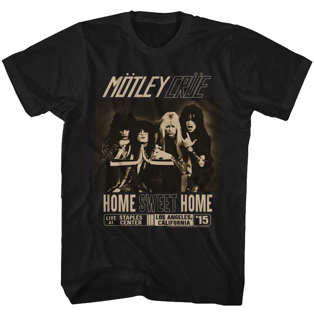 Black Mötley Crüe t-shirt featuring a Home Sweet Home design
