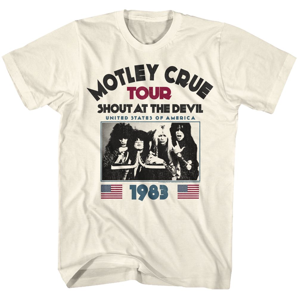 Natural Mötley Crüe t-shirt featuring Mötley Crüe Shout At The Devil 1983 design