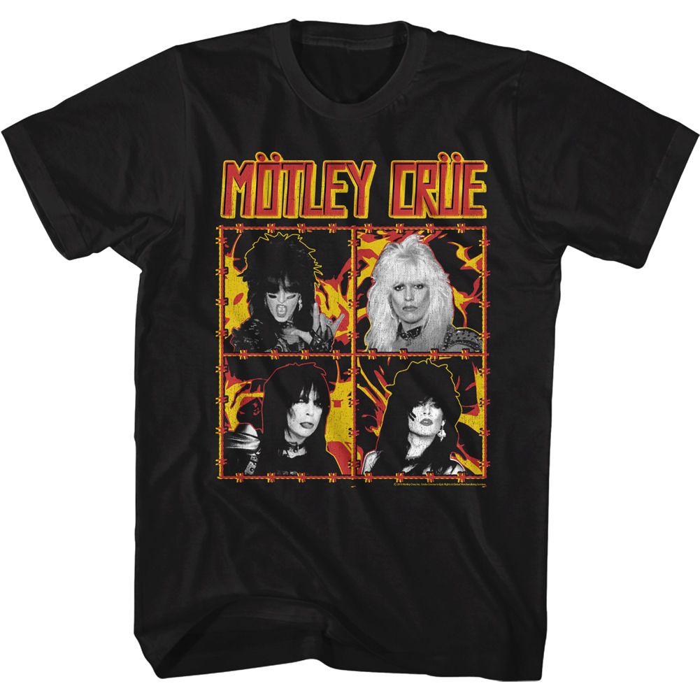 Black Mötley Crüe t-shirt featuring Mötley Crüe Fire And Wire design