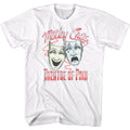White Mötley Crüe t-shirt featuring Mötley Crüe Dotty Masks design