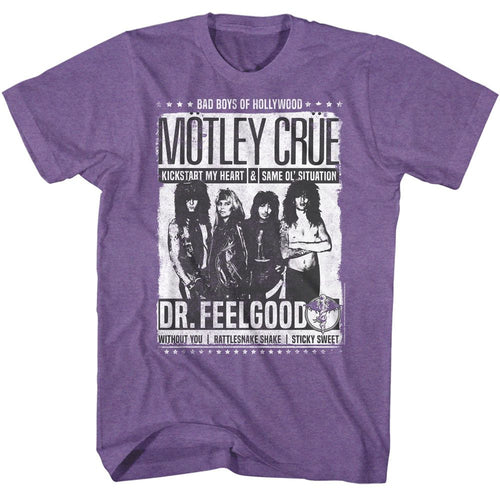 Purple Heather Mötley Crüe t-shirt featuring a Dr. Feelgood tracklist