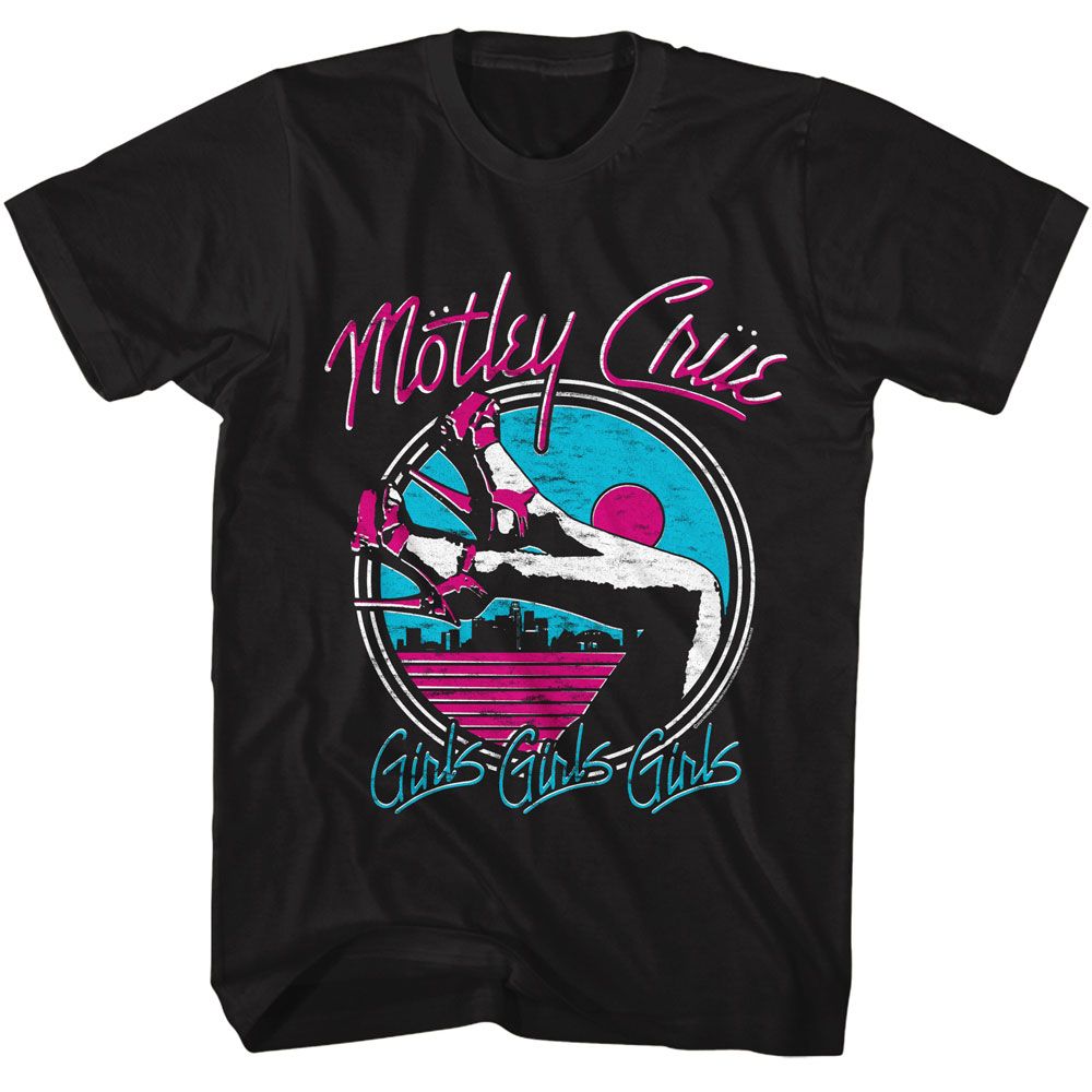 Black Mötley Crüe t-shirt featuring a Girls Legs design