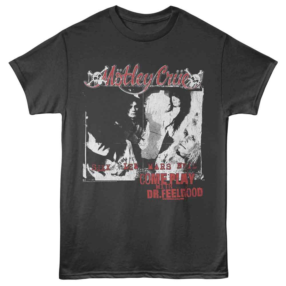 Smoke Gray Mötley Crüe t-shirt featuring a Come Play With Dr. Feelgood