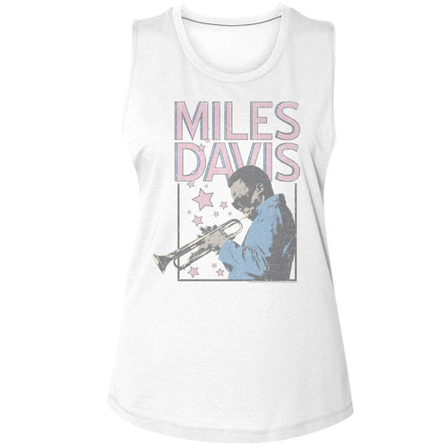 Miles Davis Ladies Muscle Tank - Stars And Rectangle