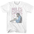 White Miles Davis t-shirt featuring Miles Davis Stars And Rectangle design