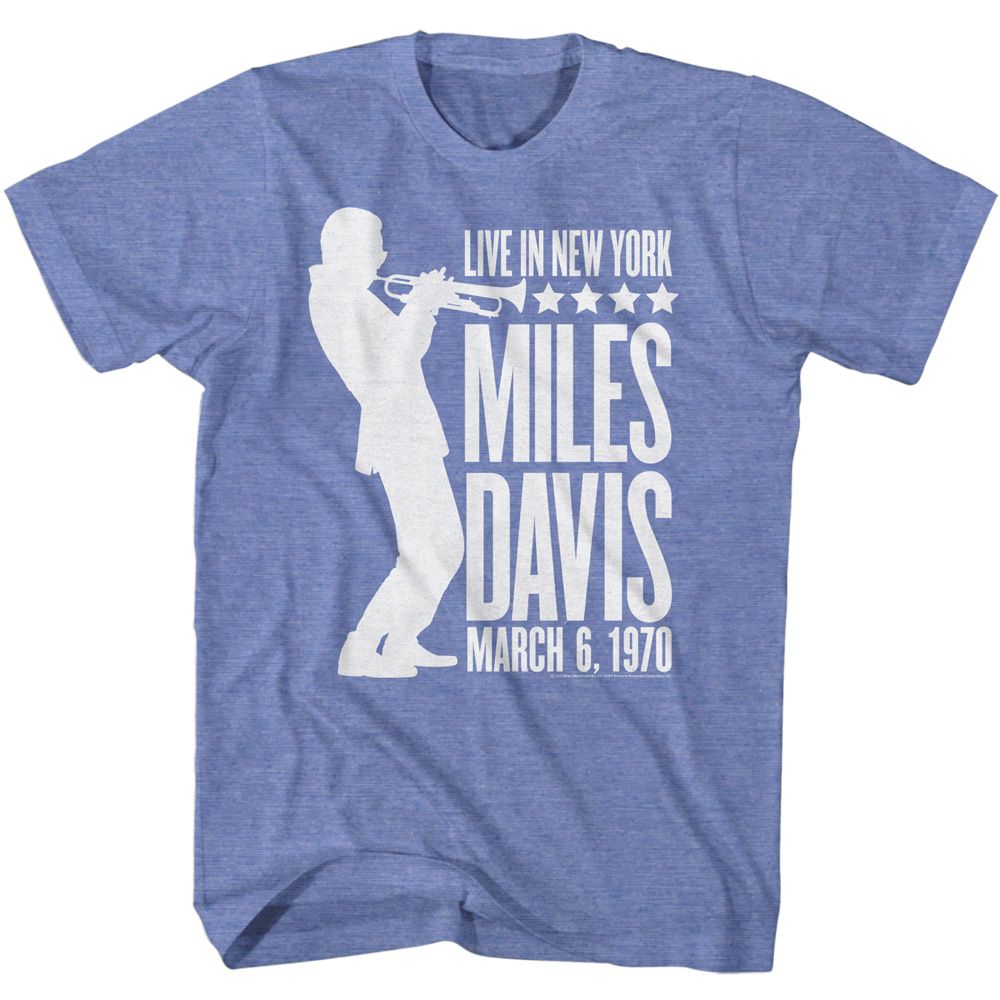 Light blue Miles Davis t-shirt featuring Miles Davis Silhouette design
