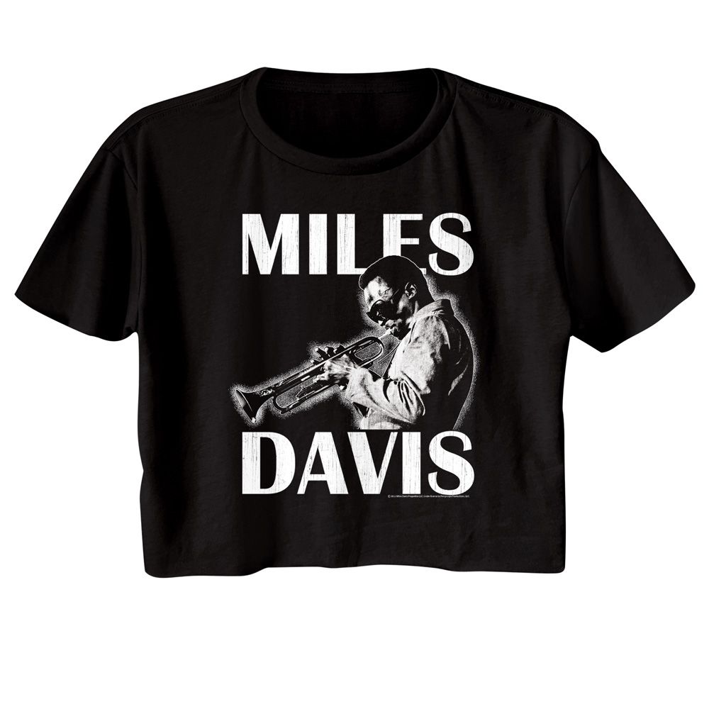 Miles Davis Ladies Crop Top - Playing The Trumpet
