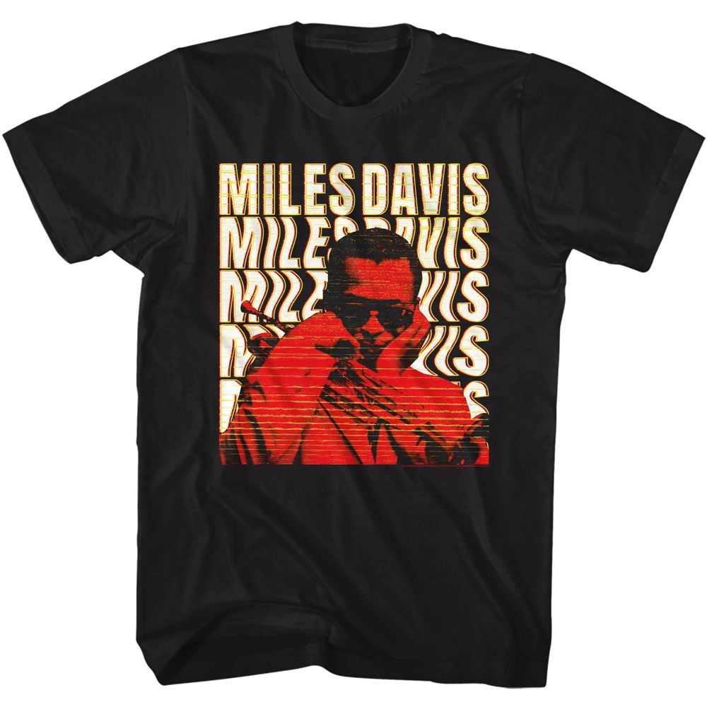 Black Miles Davis t-shirt featuring Miles Davis Warped Text design