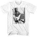 White Miles Davis t-shirt featuring Miles Davis Contemplative design