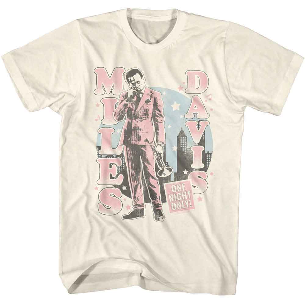 Natural Miles Davis t-shirt featuring Miles Davis One Night Only Cityscape design