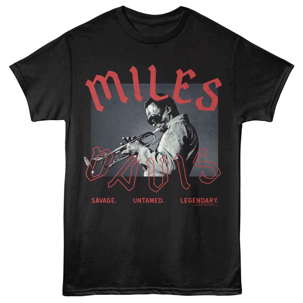 Black Miles Davis t-shirt featuring Miles Davis Untamed Legendary design