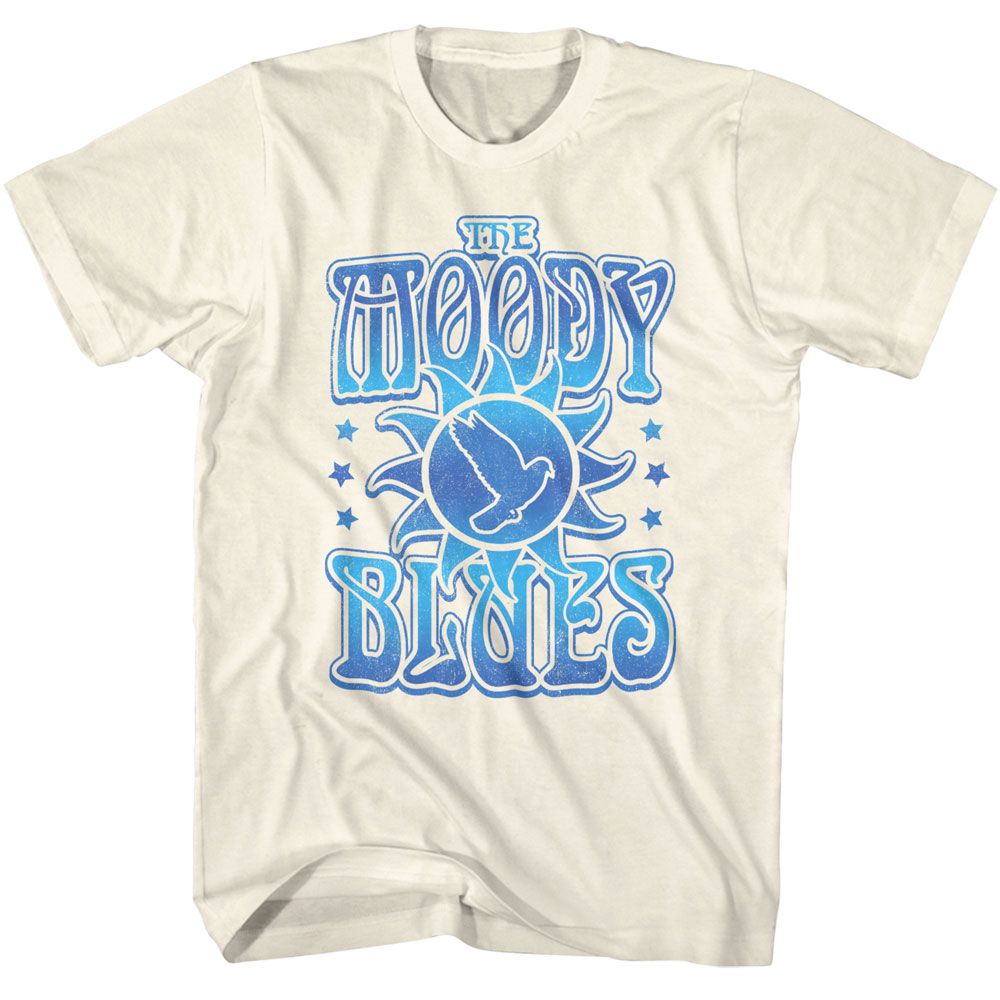 Natural The Moody Blues t-shirt featuring The Moody Blues Bird And Sun design