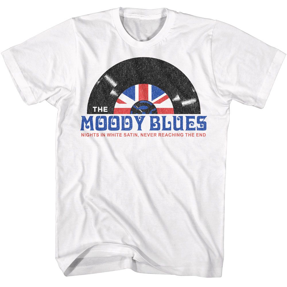 White The Moody Blues t-shirt featuring The Moody Blues Nights In White Satin design