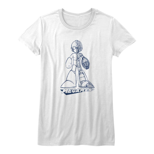 Mega Man Ladies T-Shirt - Blueprint