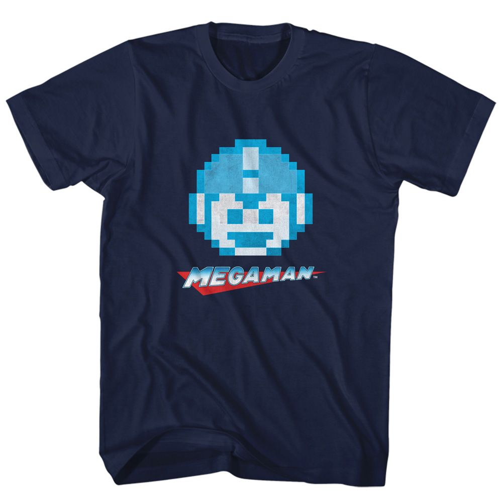 Navy Mega Man t-shirt featuring Mega Man MegaFace design