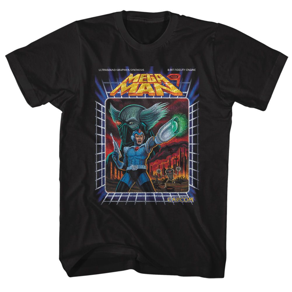 Black Mega Man t-shirt featuring Mega Man MegaWoah design
