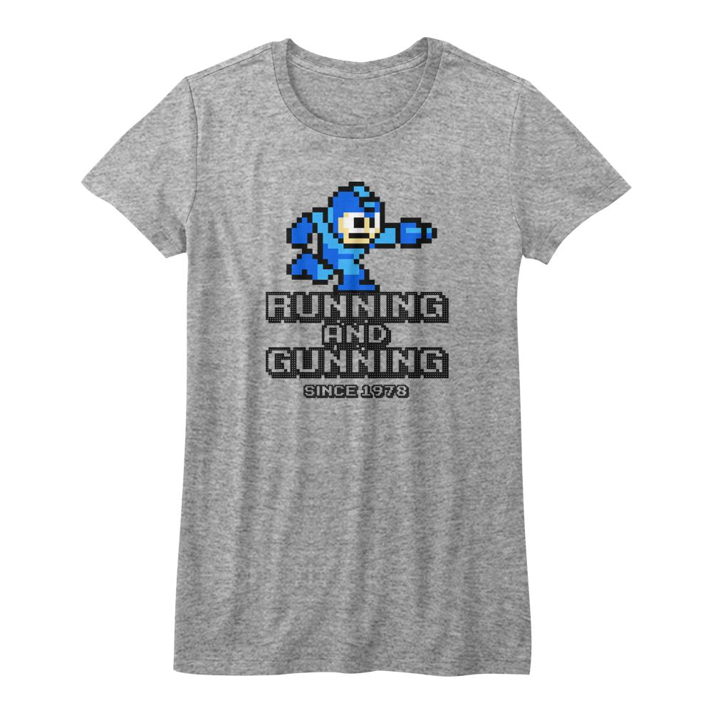 Mega Man Ladies T-Shirt - Running And Gunning