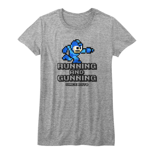 Mega Man Ladies T-Shirt - Running And Gunning
