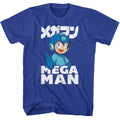 Royal blue Mega Man t-shirt featuring Mega Man Thumbs Up design