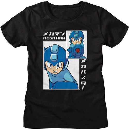 Mega Man Ladies Racerback - Big And Small Rectangle