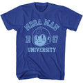 Royal blue Mega Man t-shirt featuring Mega Man Mega University design