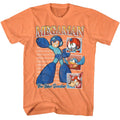Cantaloupe orange Mega Man t-shirt featuring Mega Man Repeat Squares design