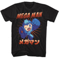 Black Mega Man t-shirt featuring Mega Man Mega Kick design