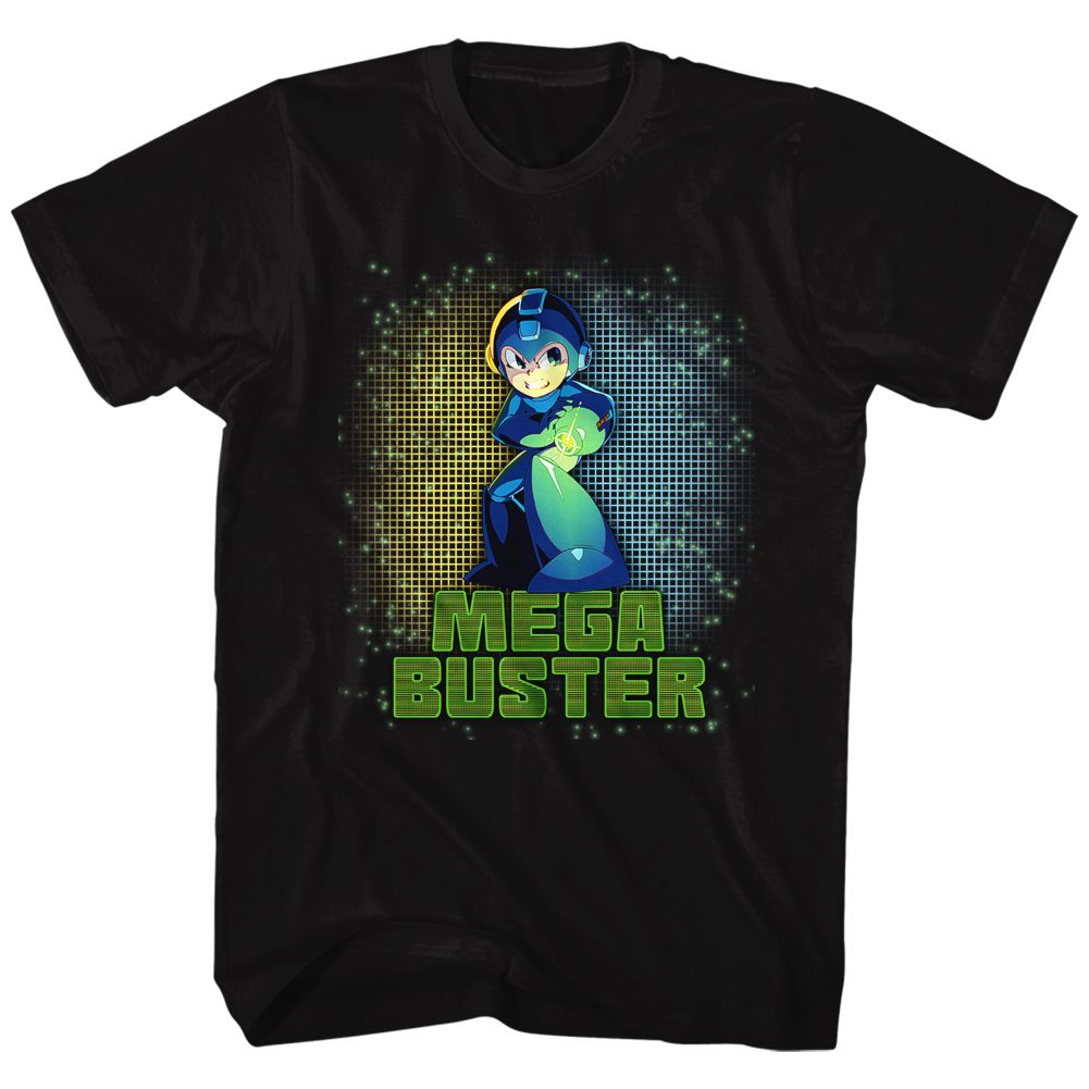 Black Mega Man t-shirt featuring Mega Man Mega Buster design