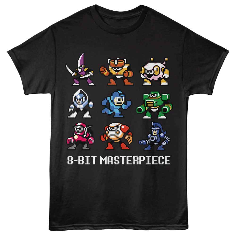 Black Mega Man t-shirt featuring Mega Man 8 Bit Masterpiece design