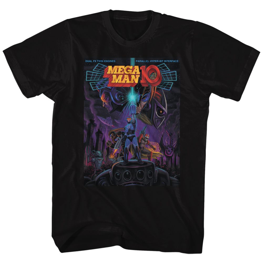 Black Mega Man t-shirt featuring Mega Man 10 2010 game design