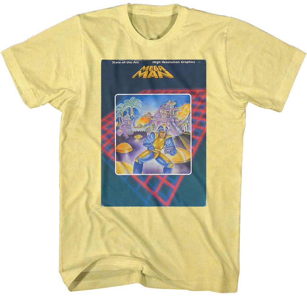 Yellow heather Mega Man t-shirt featuring Mega Man Mega Cover design