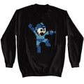Black Mega Man sweatshirt featuring Mega Man Jumpman action sprite design
