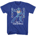 Royal blue Mega Man t-shirt featuring Mega Man Get Equipped design