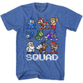 Royal heather Mega Man t-shirt featuring Mega Man Squad design