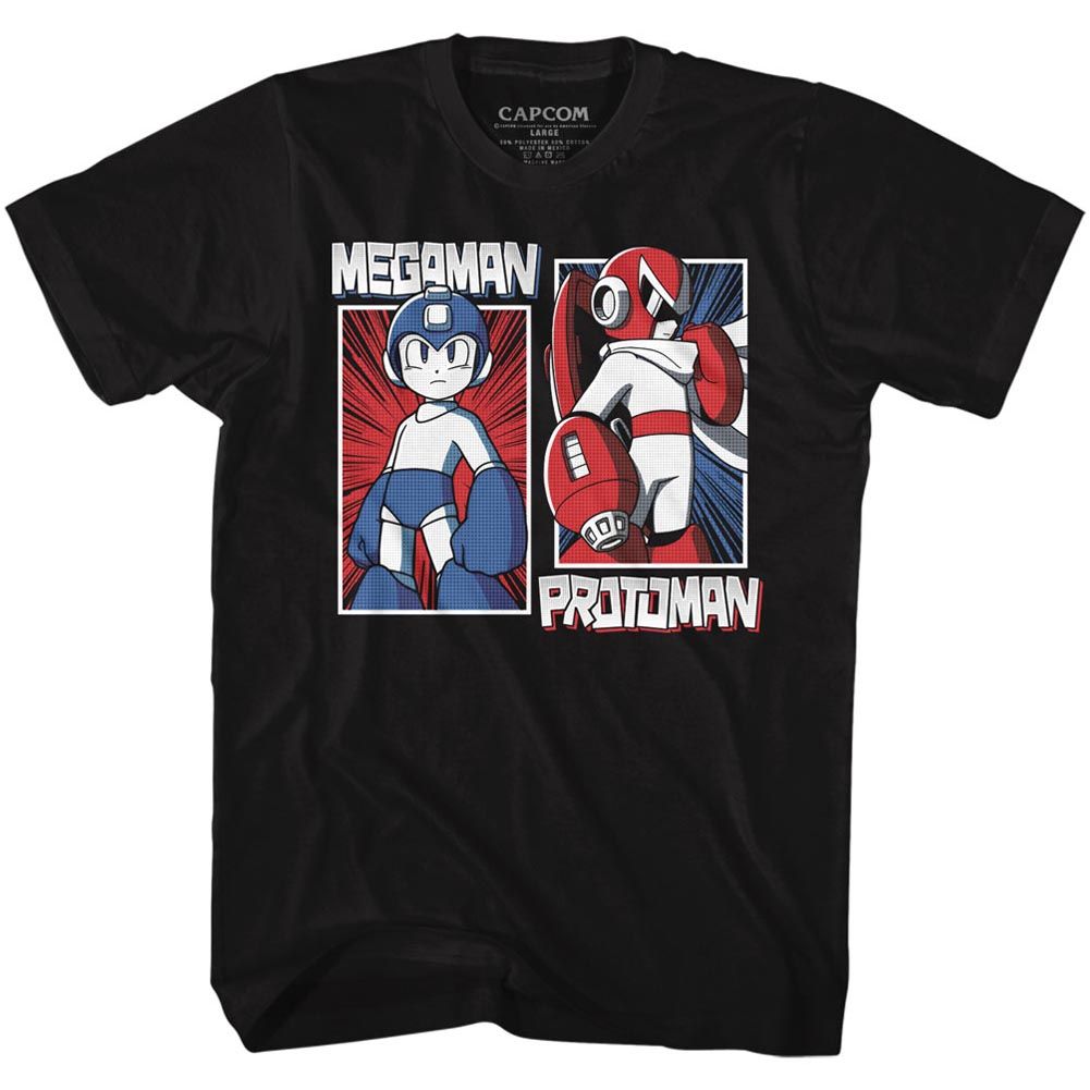 Black Mega Man t-shirt featuring Mega Man Rock And Blues design