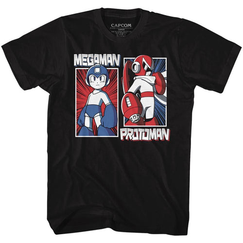 Black Mega Man t-shirt featuring Mega Man Rock And Blues design