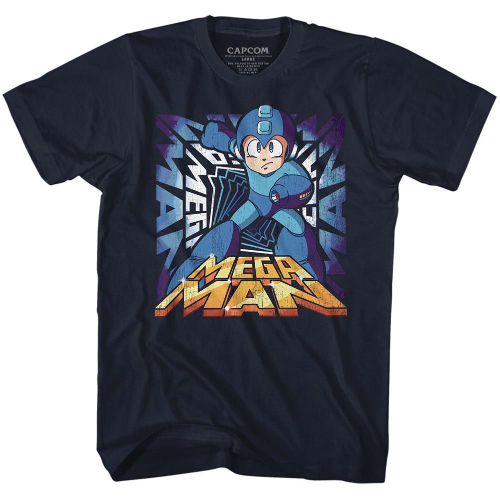 Navy Mega Man t-shirt featuring Mega Man Megaman design