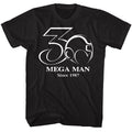 Black Mega Man t-shirt featuring Mega Man 30th Black And White design