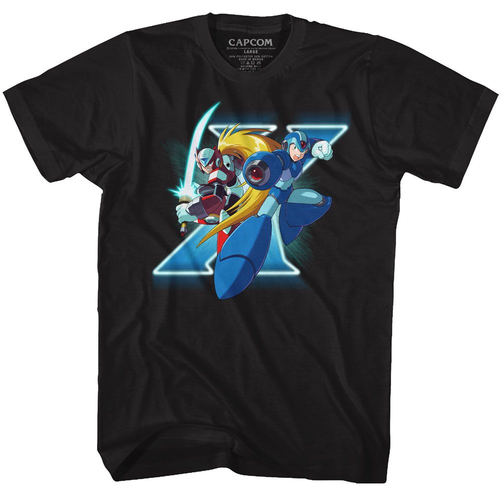 Black Mega Man t-shirt featuring Mega Man X And Zero design