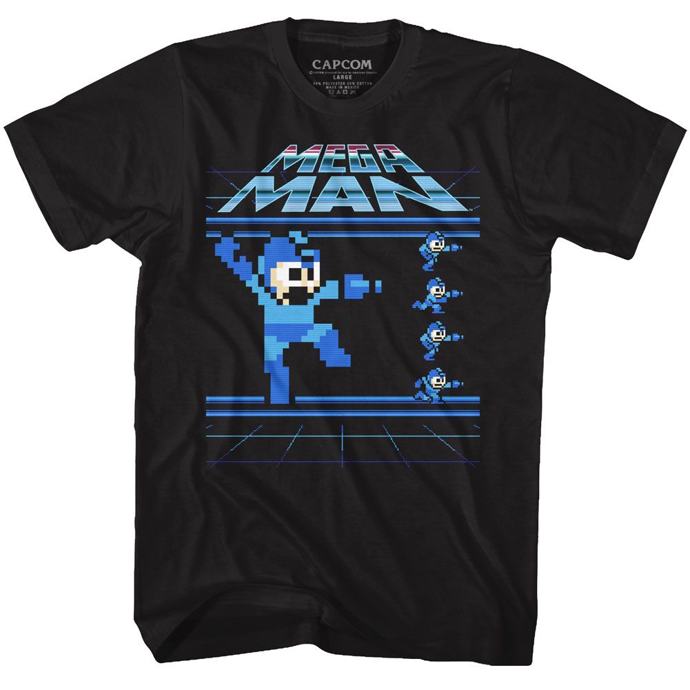 Black Mega Man t-shirt featuring Mega Man MegaMen design