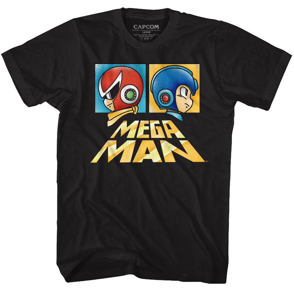 Black Mega Man t-shirt featuring Mega Man Boxy design