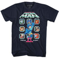Navy Mega Man t-shirt featuring Mega Man MM2 Crew design