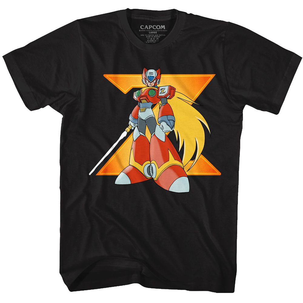 Black Mega Man t-shirt featuring Mega Man Big Zero design