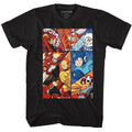 Black Mega Man t-shirt featuring Mega Man Robot Panels design