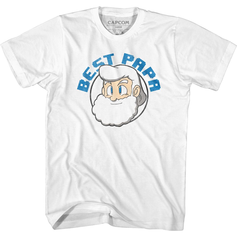 White Mega Man t-shirt featuring Mega Man Best Papa Dr Light design
