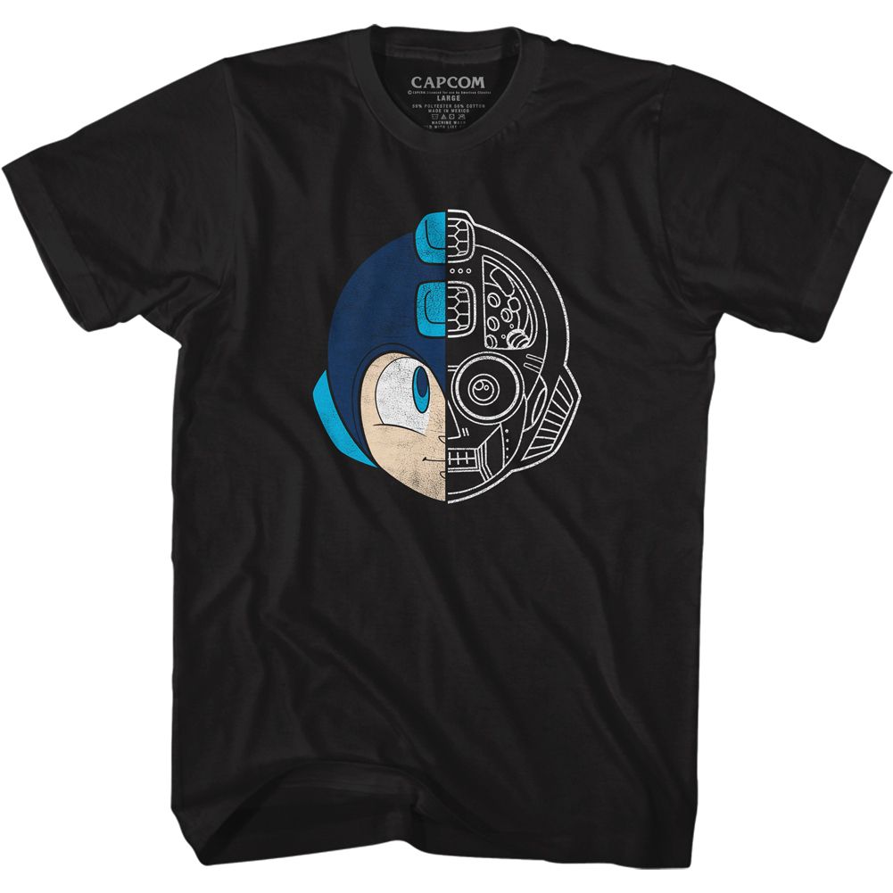 Black Mega Man t-shirt featuring Mega Man MegaHead design