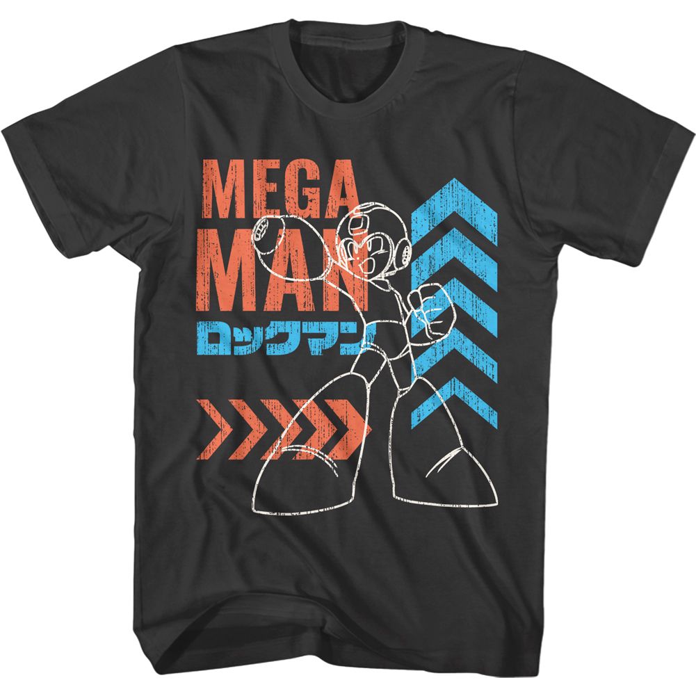 Smoke gray Mega Man t-shirt featuring Mega Man Arrows design