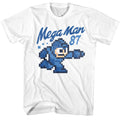 White Mega Man t-shirt featuring Mega Man Mega 87 design